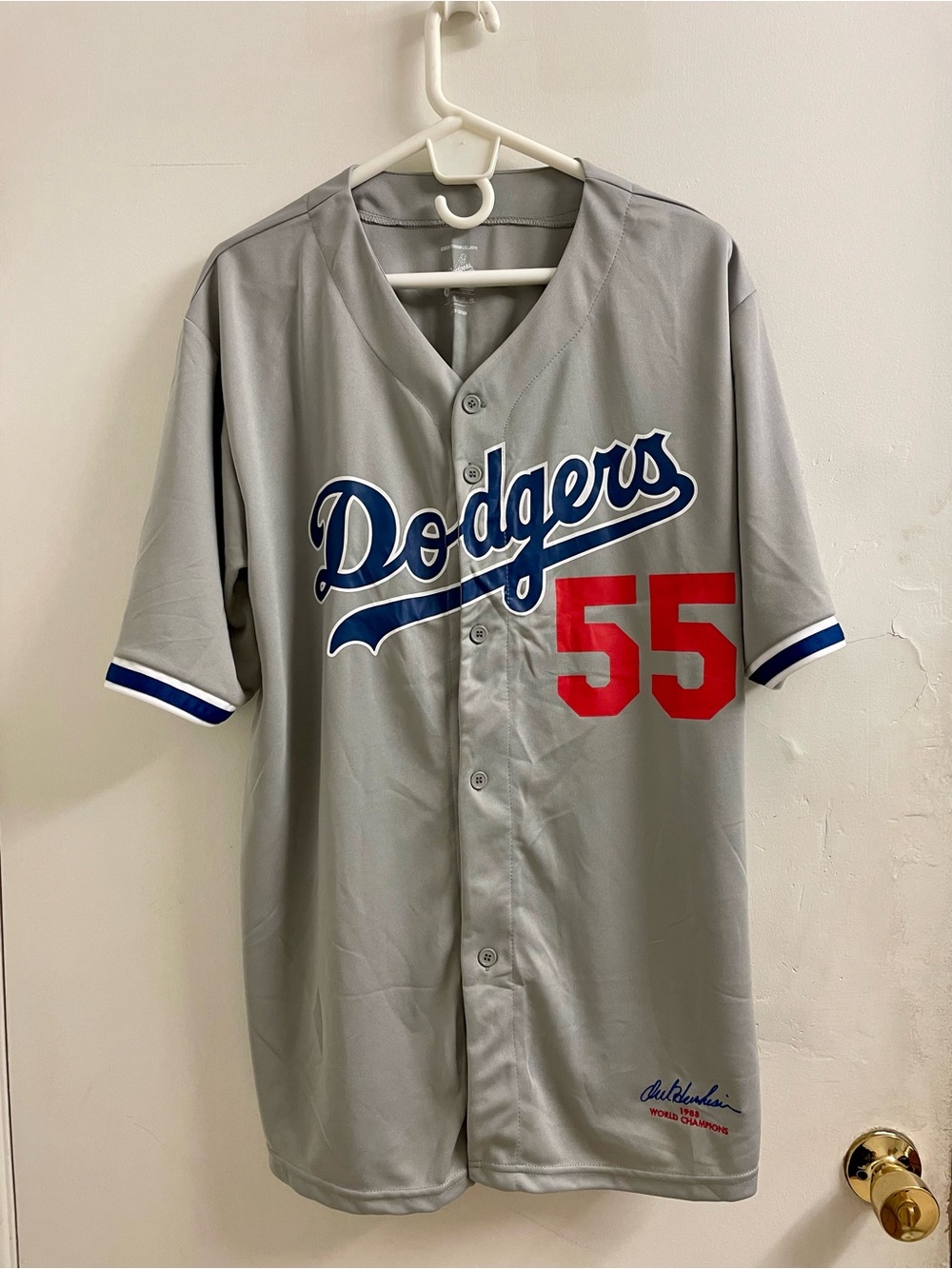 Dodgers Hershiser #55 Grey Baseball Jersey